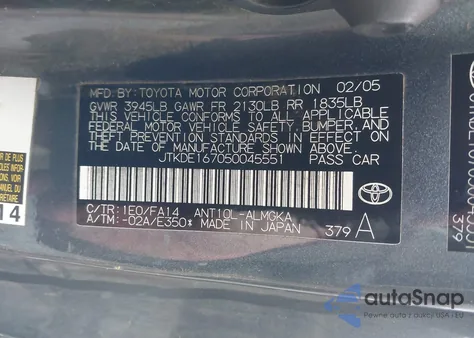 2005 Toyota Scion Tc from USA, damaged, VIN JTKDE167050045551